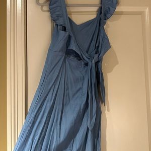 Shein tie backless ruffle trim dress. Light blue. Size medium